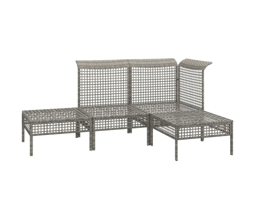 Set de muebles de jardín 4 pzas y cojines ratán sintético gris