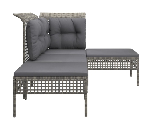Set de muebles de jardín 4 pzas y cojines ratán sintético gris