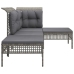 Set de muebles de jardín 4 pzas y cojines ratán sintético gris