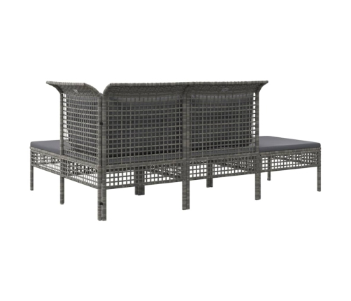 Set de muebles de jardín 4 pzas y cojines ratán sintético gris