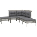 Set de muebles de jardín 5 pzas y cojines ratán sintético gris