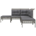 Set de muebles de jardín 5 pzas y cojines ratán sintético gris