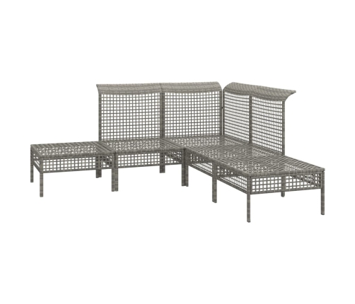 Set de muebles de jardín 5 pzas y cojines ratán sintético gris