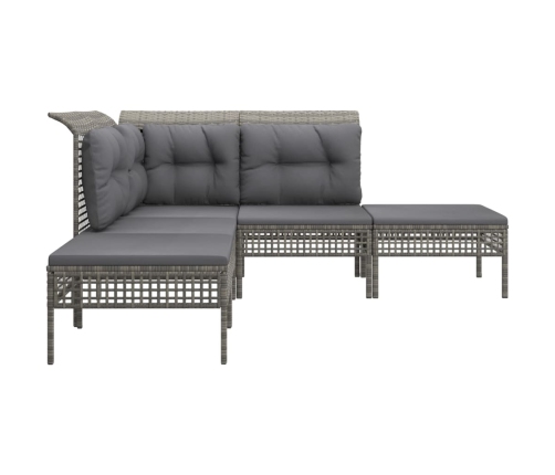 Set de muebles de jardín 5 pzas y cojines ratán sintético gris