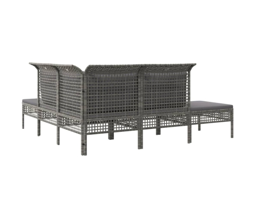 Set de muebles de jardín 5 pzas y cojines ratán sintético gris