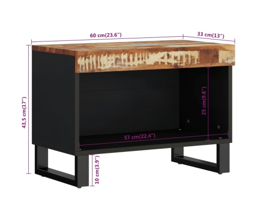 Mueble de TV madera maciza reciclada 60x33x43,5 cm