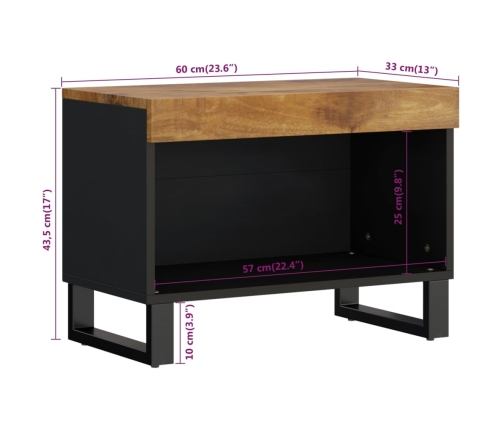 Mueble de TV madera maciza de mango 60x33x43,5 cm