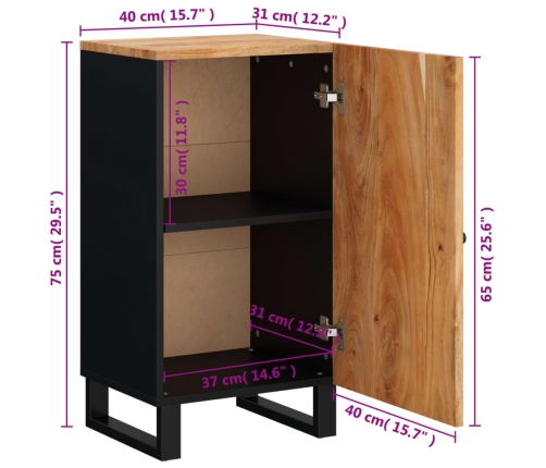 Aparador con puerta madera maciza de acacia 40x31x75 cm