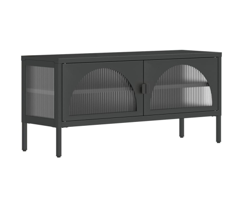 Mueble de TV vidrio y acero negro 105x35x50 cm