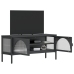 Mueble de TV vidrio y acero negro 105x35x50 cm