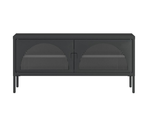 Mueble de TV vidrio y acero negro 105x35x50 cm