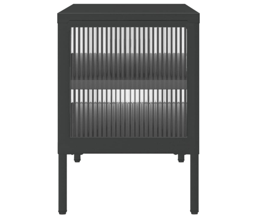 Mueble de TV vidrio y acero negro 105x35x50 cm