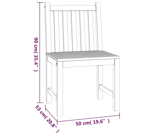 Juego de comedor para jardín 3 pzas madera maciza de teca