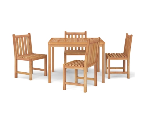 Juego de comedor para jardín 5 piezas madera maciza de teca
