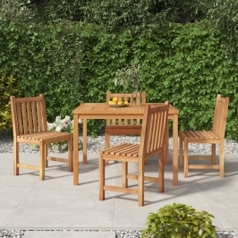 Juego de comedor para jardín 5 piezas madera maciza de teca