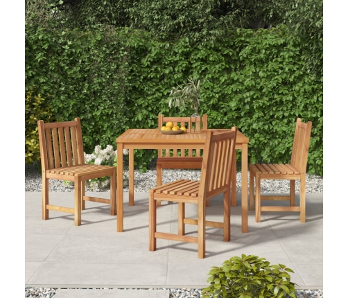 Juego de comedor para jardín 5 piezas madera maciza de teca