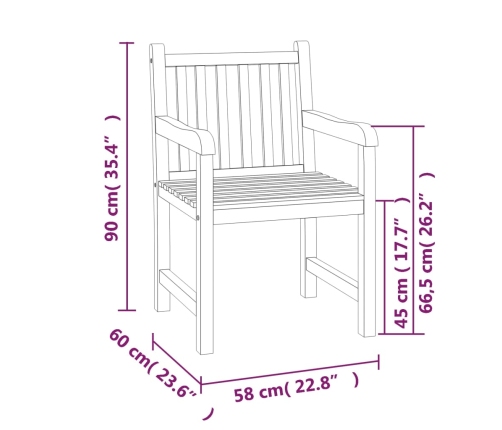 Juego de comedor para jardín 3 pzas madera maciza de teca