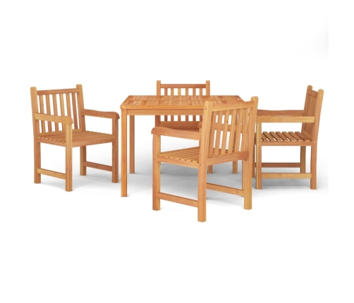 Juego de comedor para jardín 5 piezas madera maciza de teca