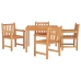 Juego de comedor para jardín 5 piezas madera maciza de teca