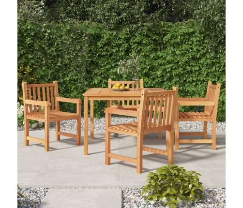 Juego de comedor para jardín 5 piezas madera maciza de teca
