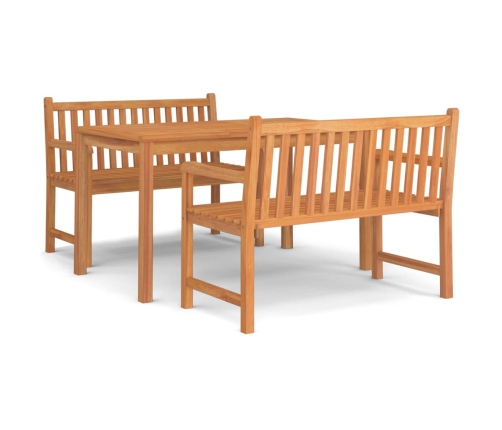 Juego de comedor para jardín 3 pzas madera maciza de teca