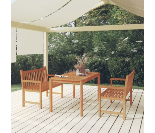 Juego de comedor para jardín 3 pzas madera maciza de teca