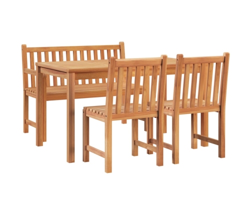 Juego de comedor para jardín 4 piezas madera maciza de teca