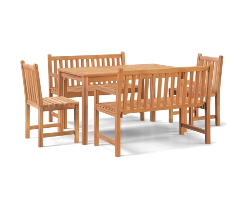 Juego de comedor para jardín 5 piezas madera maciza de teca