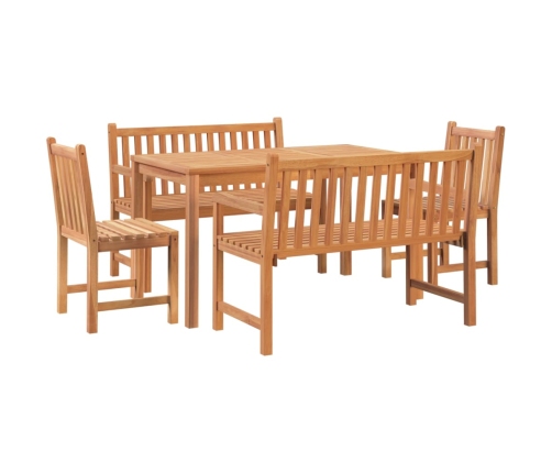 Juego de comedor para jardín 5 piezas madera maciza de teca
