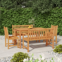 Juego de comedor para jardín 5 piezas madera maciza de teca