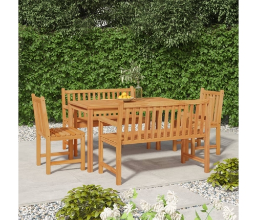 Juego de comedor para jardín 5 piezas madera maciza de teca