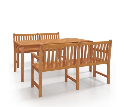 Juego de comedor para jardín 3 pzas madera maciza de teca
