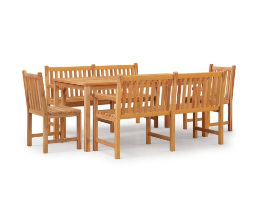 Juego de comedor para jardín 5 piezas madera maciza de teca