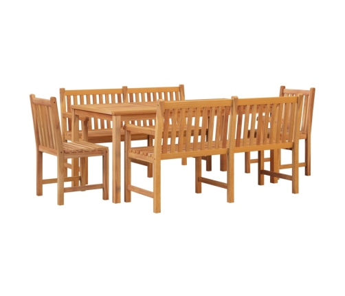 Juego de comedor para jardín 5 piezas madera maciza de teca