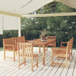 Juego de comedor para jardín 5 piezas madera maciza de teca