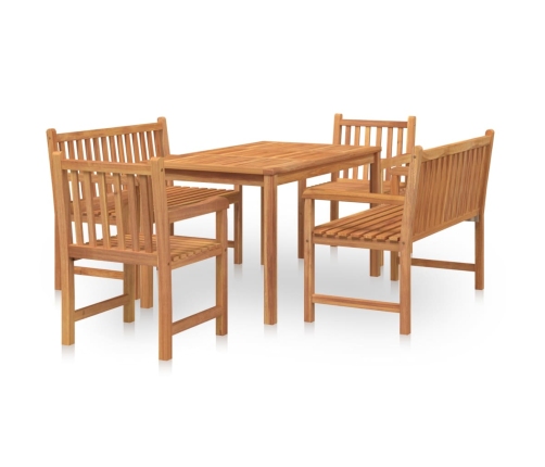 Juego de comedor para jardín 5 piezas madera maciza de teca