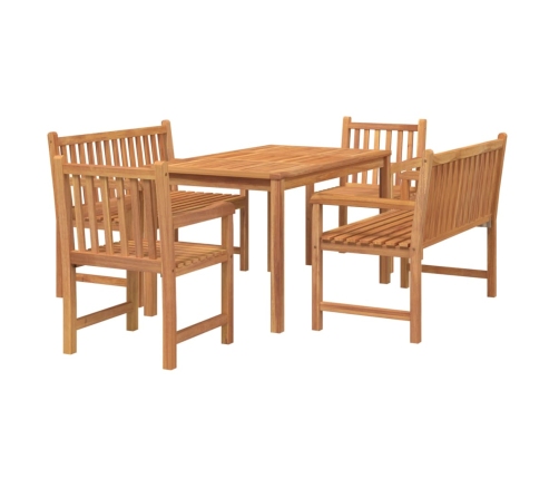 Juego de comedor para jardín 5 piezas madera maciza de teca