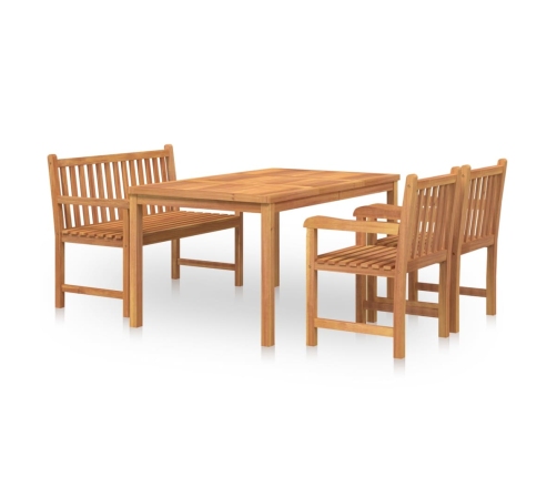Juego de comedor para jardín 4 piezas madera maciza de teca