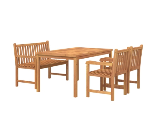 Juego de comedor para jardín 4 piezas madera maciza de teca