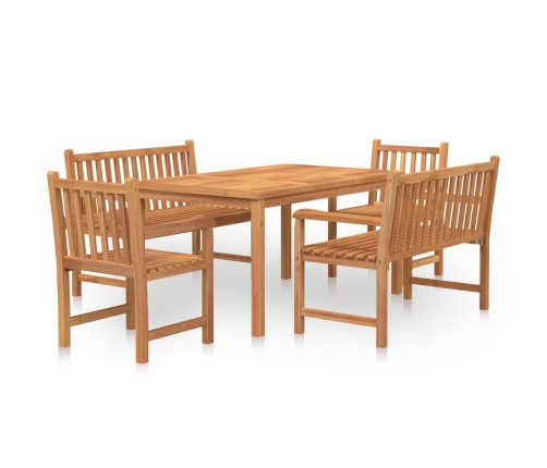 Juego de comedor para jardín 5 piezas madera maciza de teca