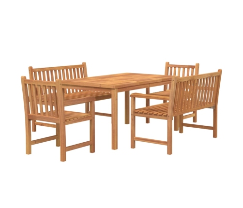 Juego de comedor para jardín 5 piezas madera maciza de teca