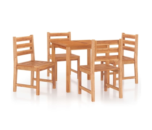 Juego de comedor para jardín 5 piezas madera maciza de teca