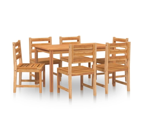 Juego de comedor de jardín 7 piezas madera maciza de teca
