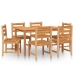 Juego de comedor de jardín 7 piezas madera maciza de teca