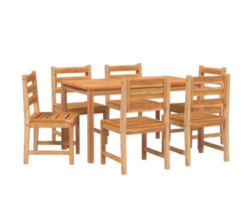 Juego de comedor de jardín 7 piezas madera maciza de teca