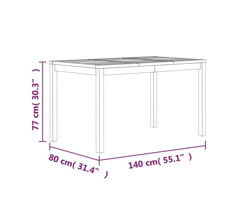 Juego de comedor de jardín 7 piezas madera maciza de teca