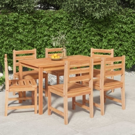 Juego de comedor de jardín 7 piezas madera maciza de teca