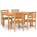 Juego de comedor para jardín 5 piezas madera maciza de teca