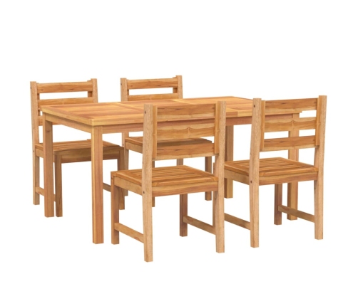 Juego de comedor para jardín 5 piezas madera maciza de teca