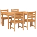 Juego de comedor para jardín 5 piezas madera maciza de teca